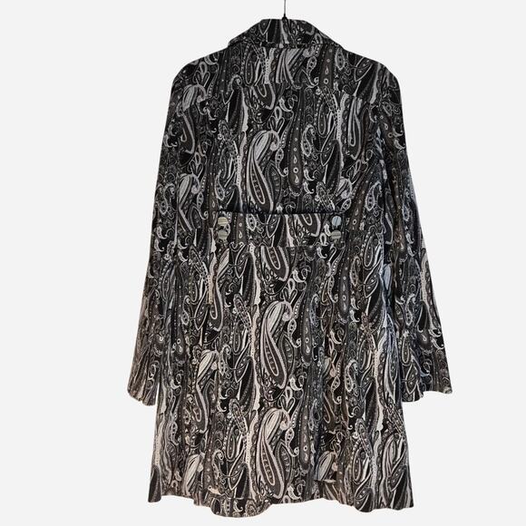 Bisous Bisous Black white paisley print coat size XL - Picture 2 of 6